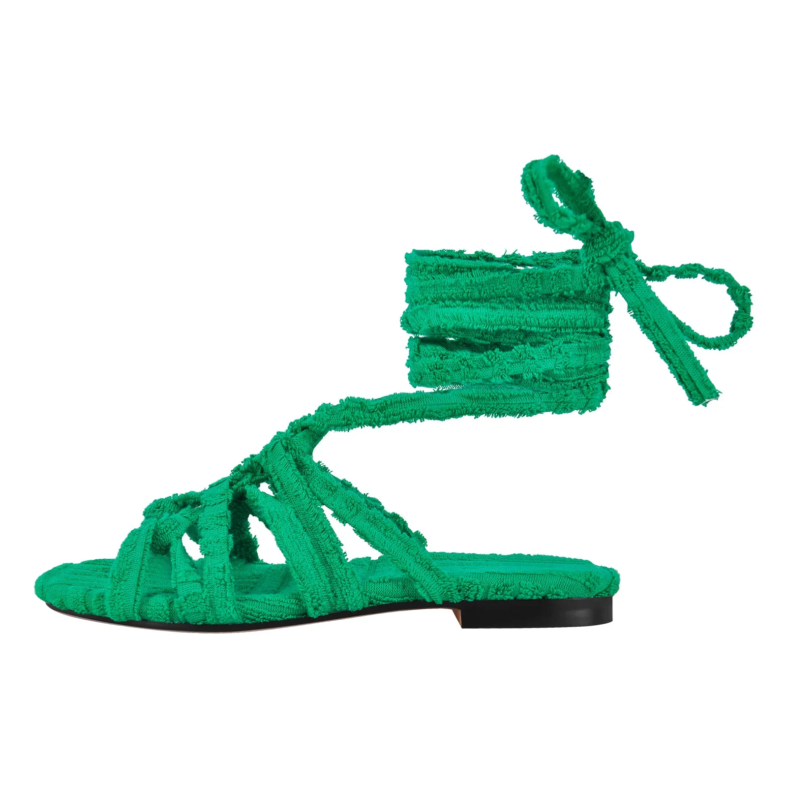Gladiator Green Lace-up Strap Flats sold by Onlymaker