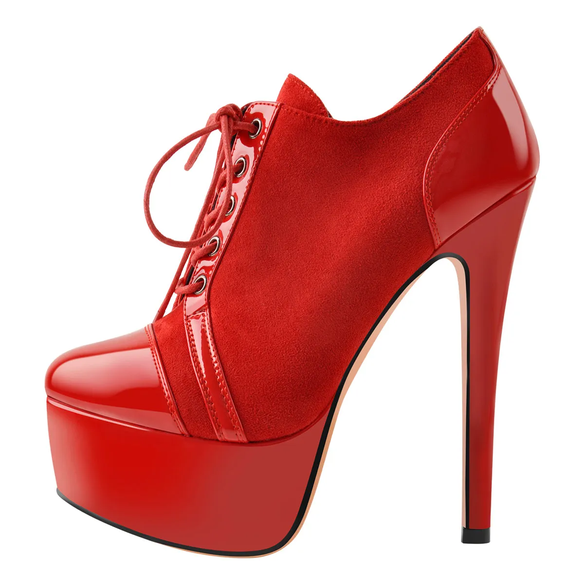 Round Toe Split Joint Platform Lace Up Ankle Boots sold by Onlymaker product image thumbnail 5