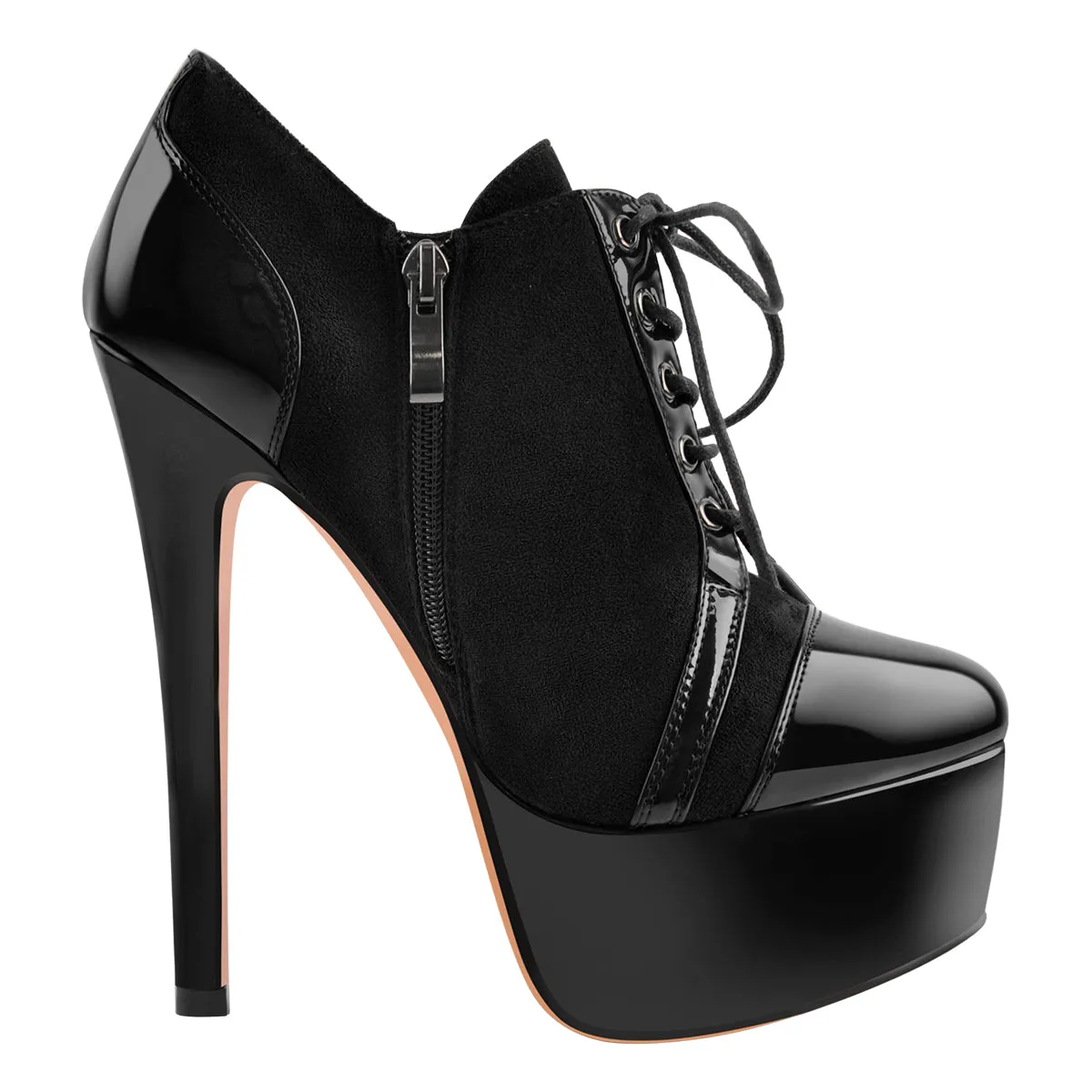 Round Toe Split Joint Platform Lace Up Ankle Boots sold by Onlymaker product image thumbnail 2