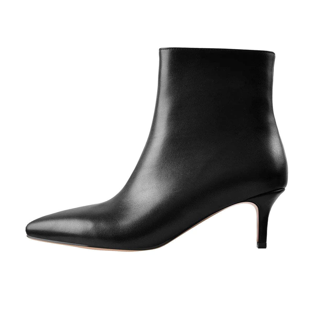 Black Pointed Toe Zipper Kitten Heel Boots sold by Onlymaker