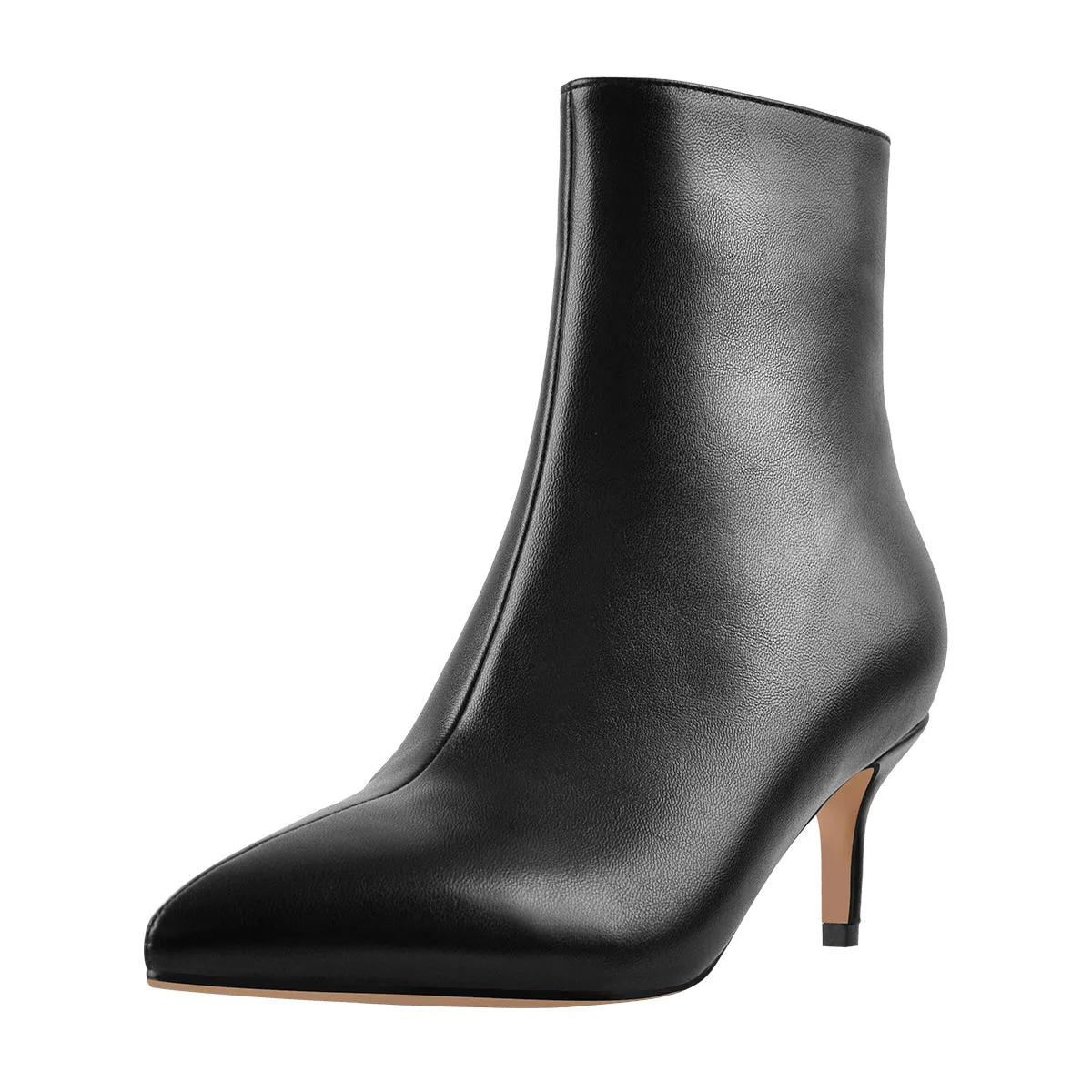 Black Pointed Toe Zipper Kitten Heel Boots sold by Onlymaker product image thumbnail 3
