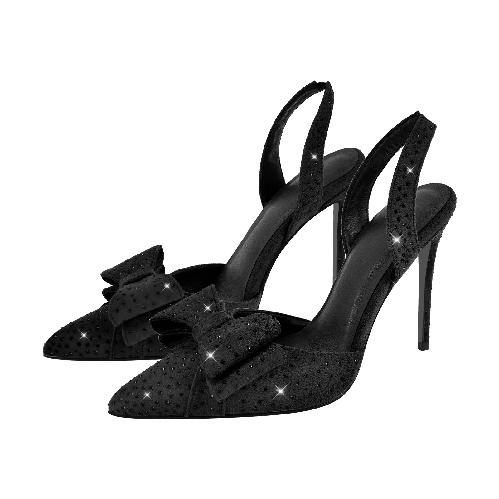 Suede Bow Rhinestone Slingback Stiletto Pumps sold by Onlymaker product image thumbnail 4
