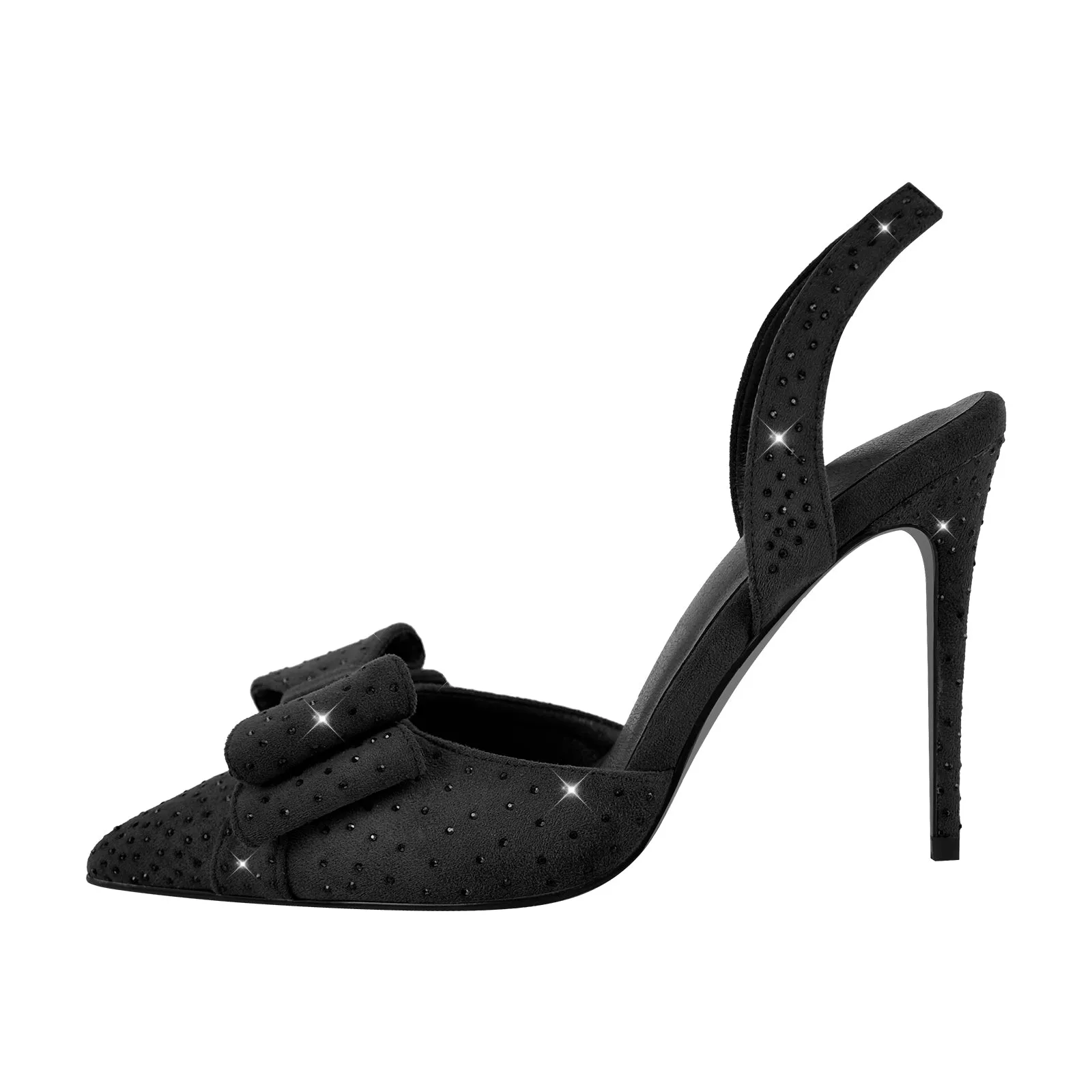Suede Bow Rhinestone Slingback Stiletto Pumps sold by Onlymaker product image thumbnail 5