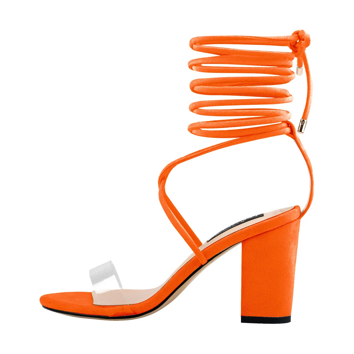 Chunky High Heel Orange Lace Up Sandals sold by Onlymaker