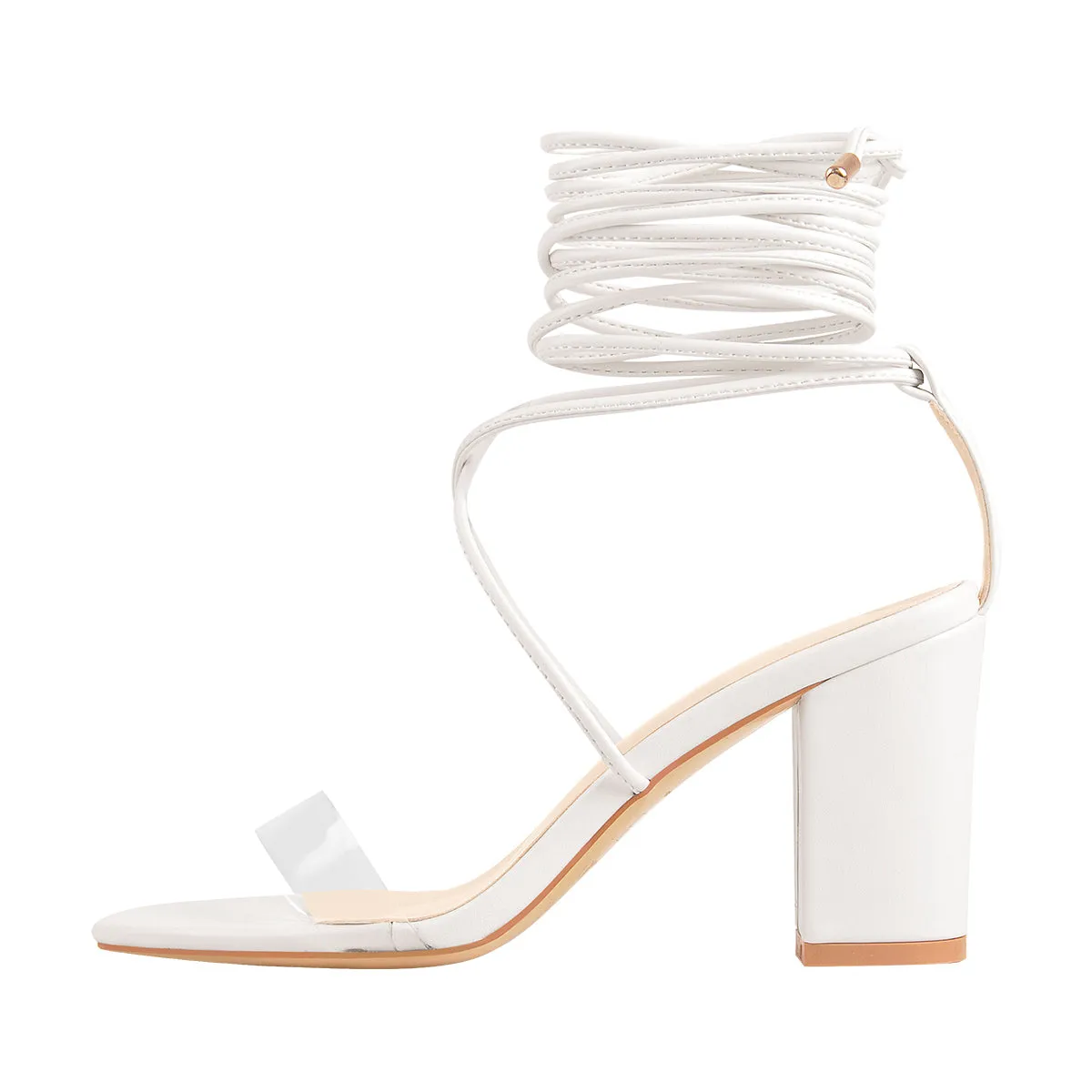 Chunky High Heel Orange Lace Up Sandals sold by Onlymaker product image thumbnail 3