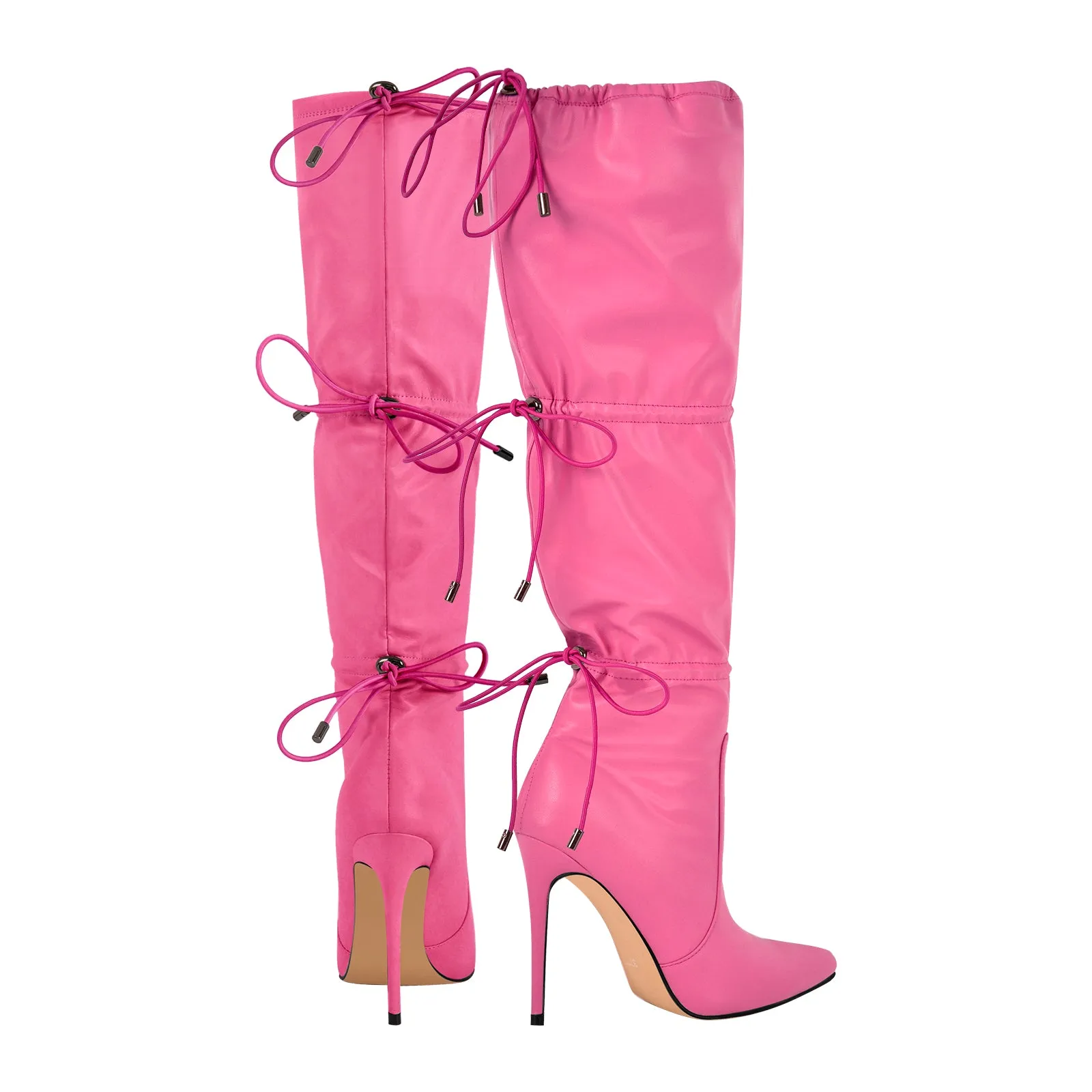 Pointed Toe Lace-up Stiletto Knee High Boots sold by Onlymaker product image thumbnail 3