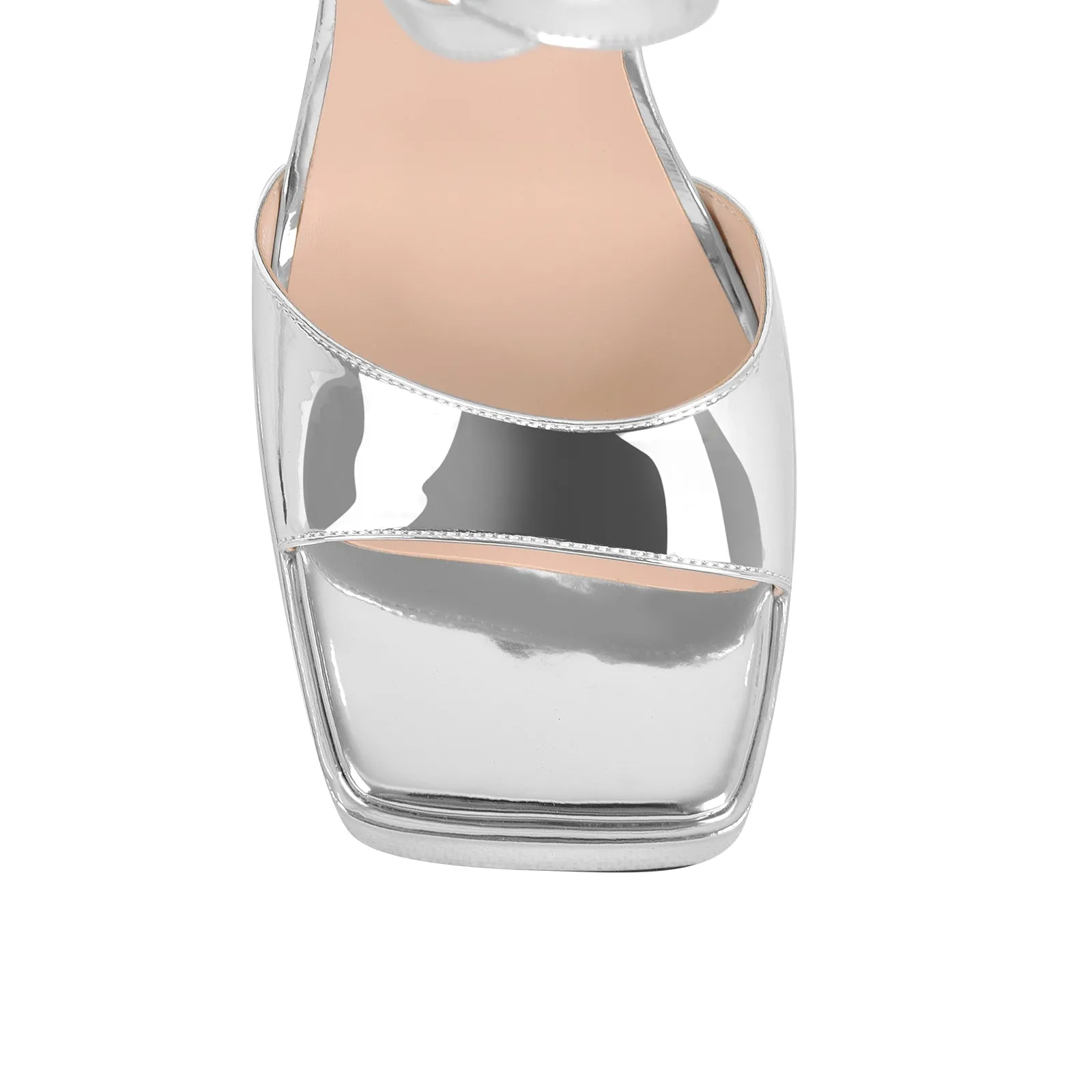 Square Toe Ankle Strap Silver Sandals sold by Onlymaker product image thumbnail 4