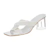 Rhinestone Strap Clear Block Sandals Mules sold by Onlymaker