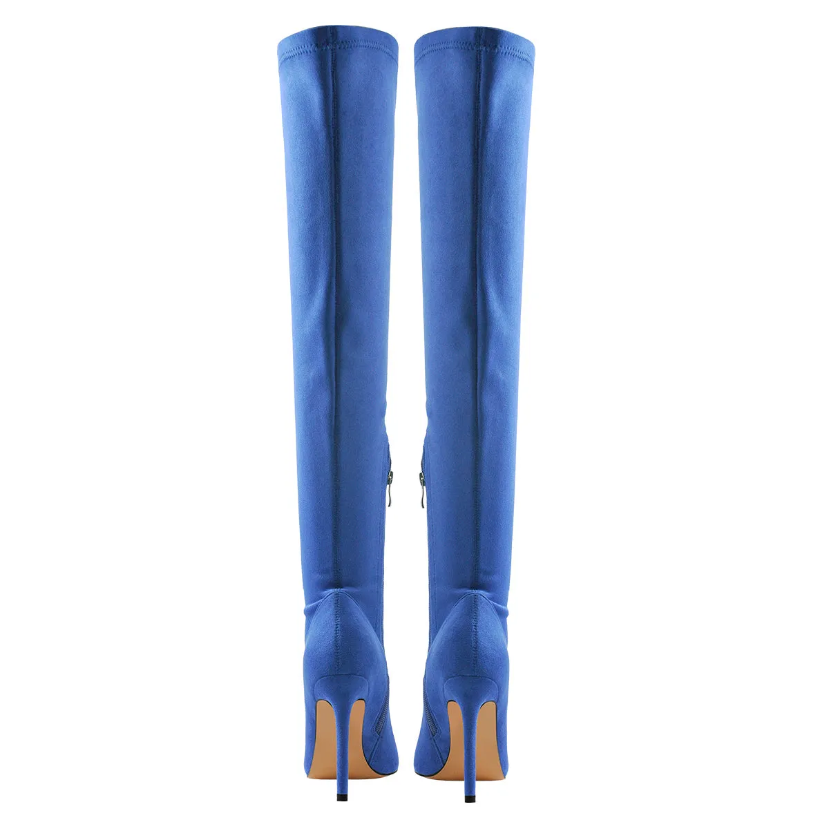 Blue Stretch Overthe Knee High Boot Pointed Toe Stiletto Booties sold by Onlymaker product image thumbnail 4