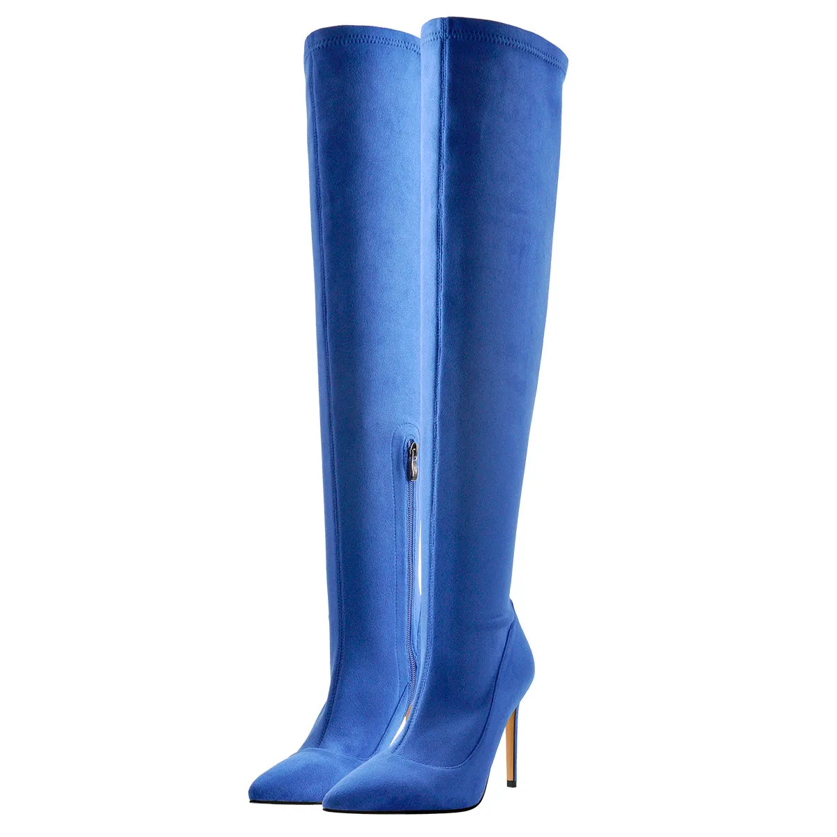 Blue Stretch Overthe Knee High Boot Pointed Toe Stiletto Booties sold by Onlymaker product image thumbnail 2