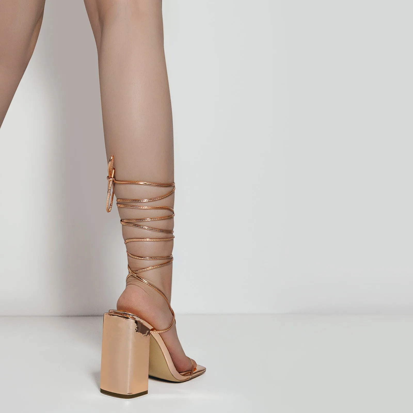 Rose Gold Ankle Strap Square Toe Chunky Heels Sandals sold by Onlymaker product image thumbnail 5