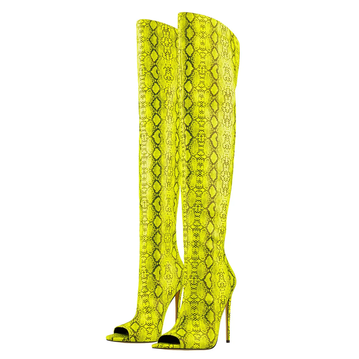 Open Toe Snake Fluorescent Color Stiletto High Heel Over The Knee Boots sold by Onlymaker product image thumbnail 4
