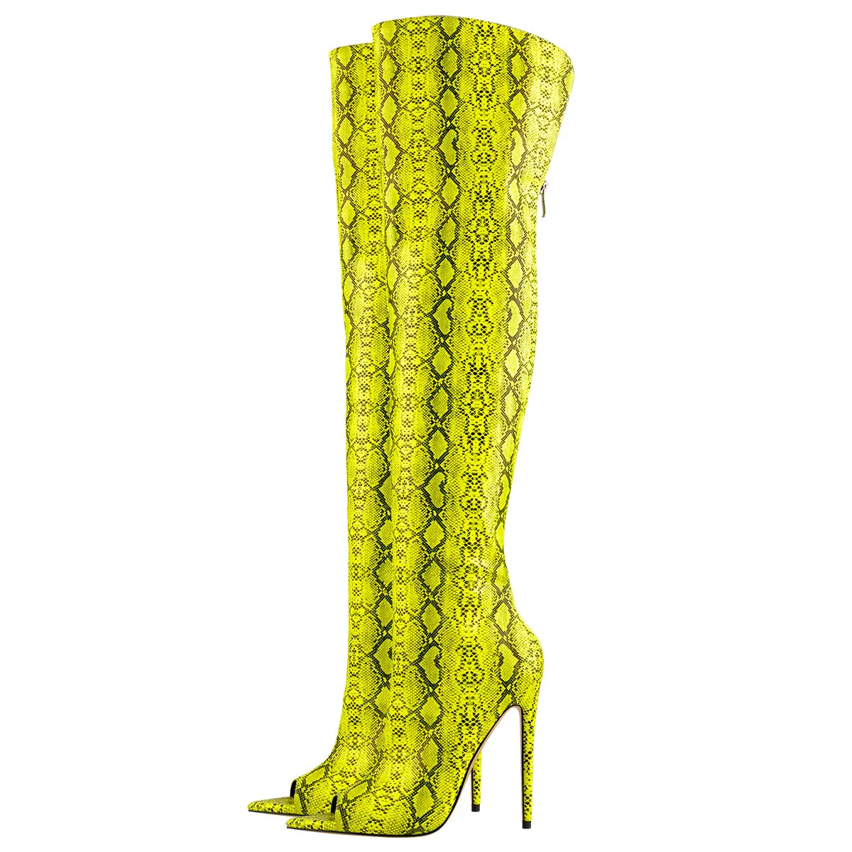 Open Toe Snake Fluorescent Color Stiletto High Heel Over The Knee Boots sold by Onlymaker