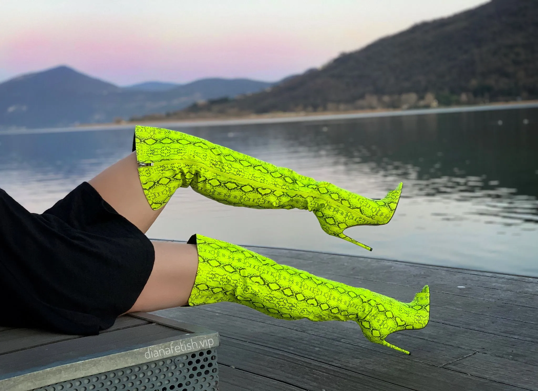 Open Toe Snake Fluorescent Color Stiletto High Heel Over The Knee Boots sold by Onlymaker product image thumbnail 3