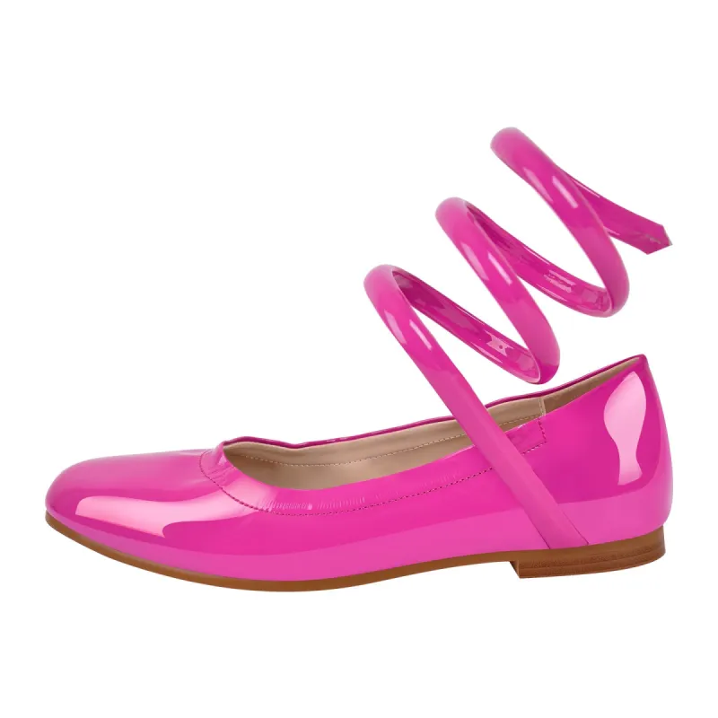 Round Toe Patent Leather Ankle Strap Flats sold by Onlymaker