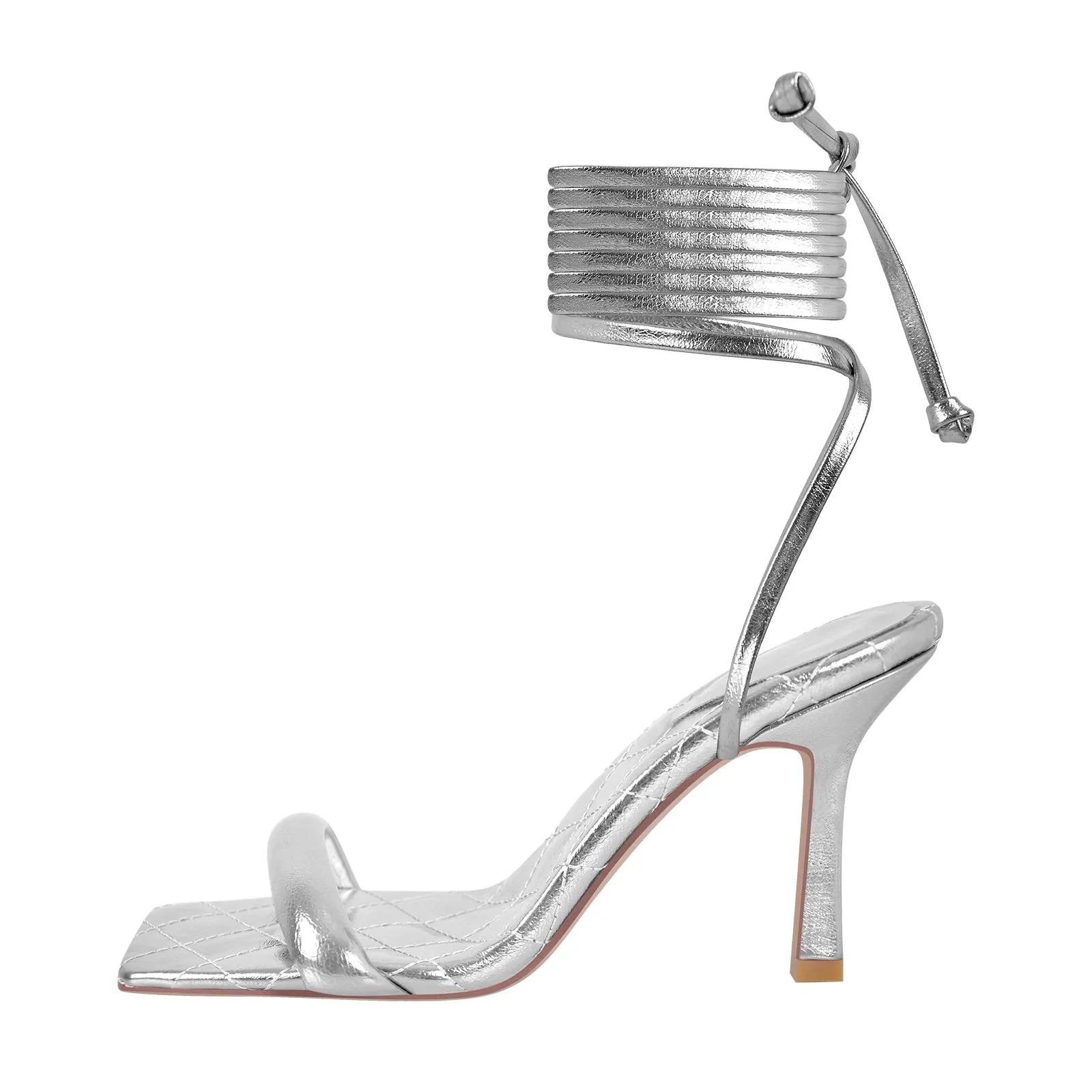 Metallic Leather Square Toe High Heels Sandals sold by Onlymaker product image thumbnail 4