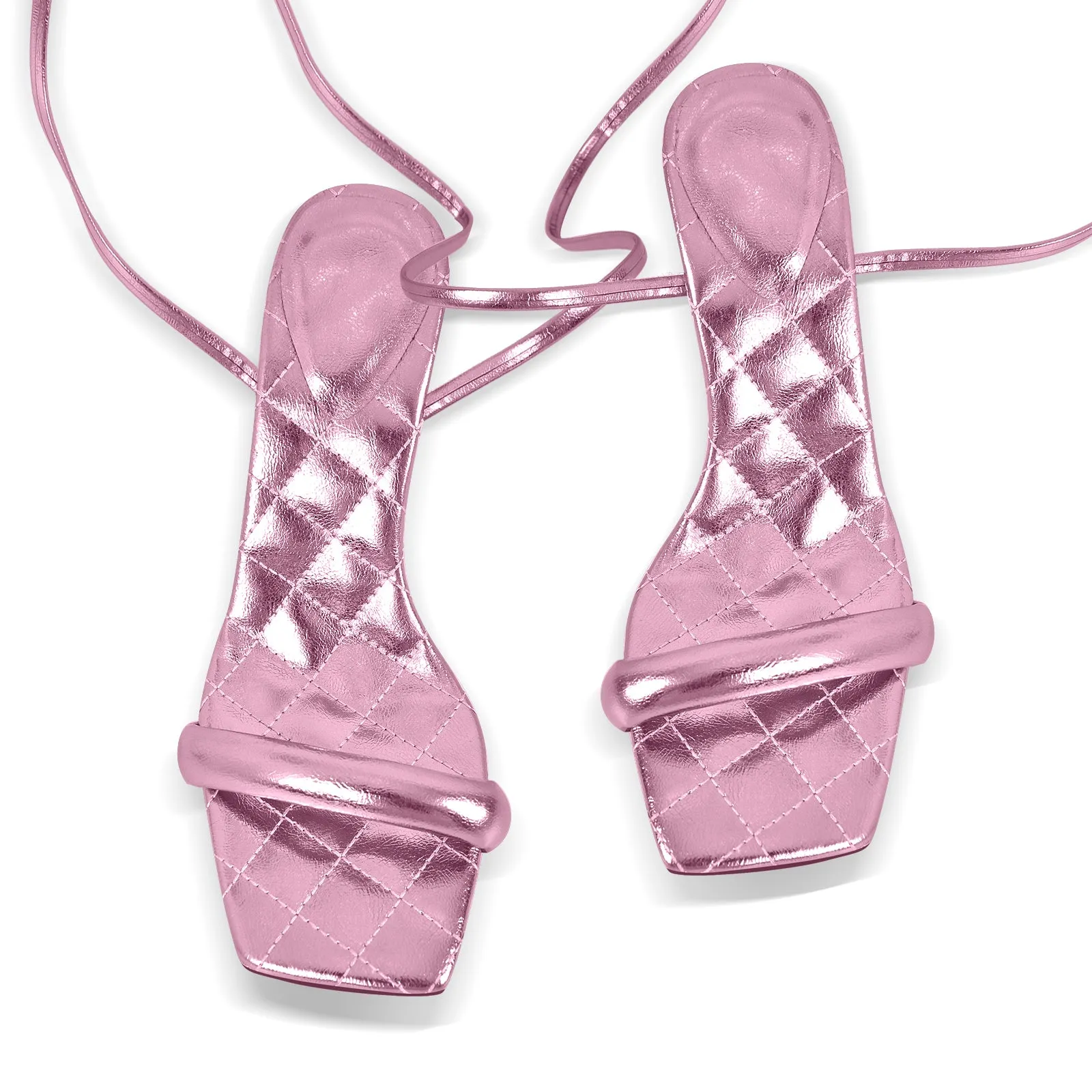 Metallic Leather Square Toe High Heels Sandals sold by Onlymaker product image thumbnail 3