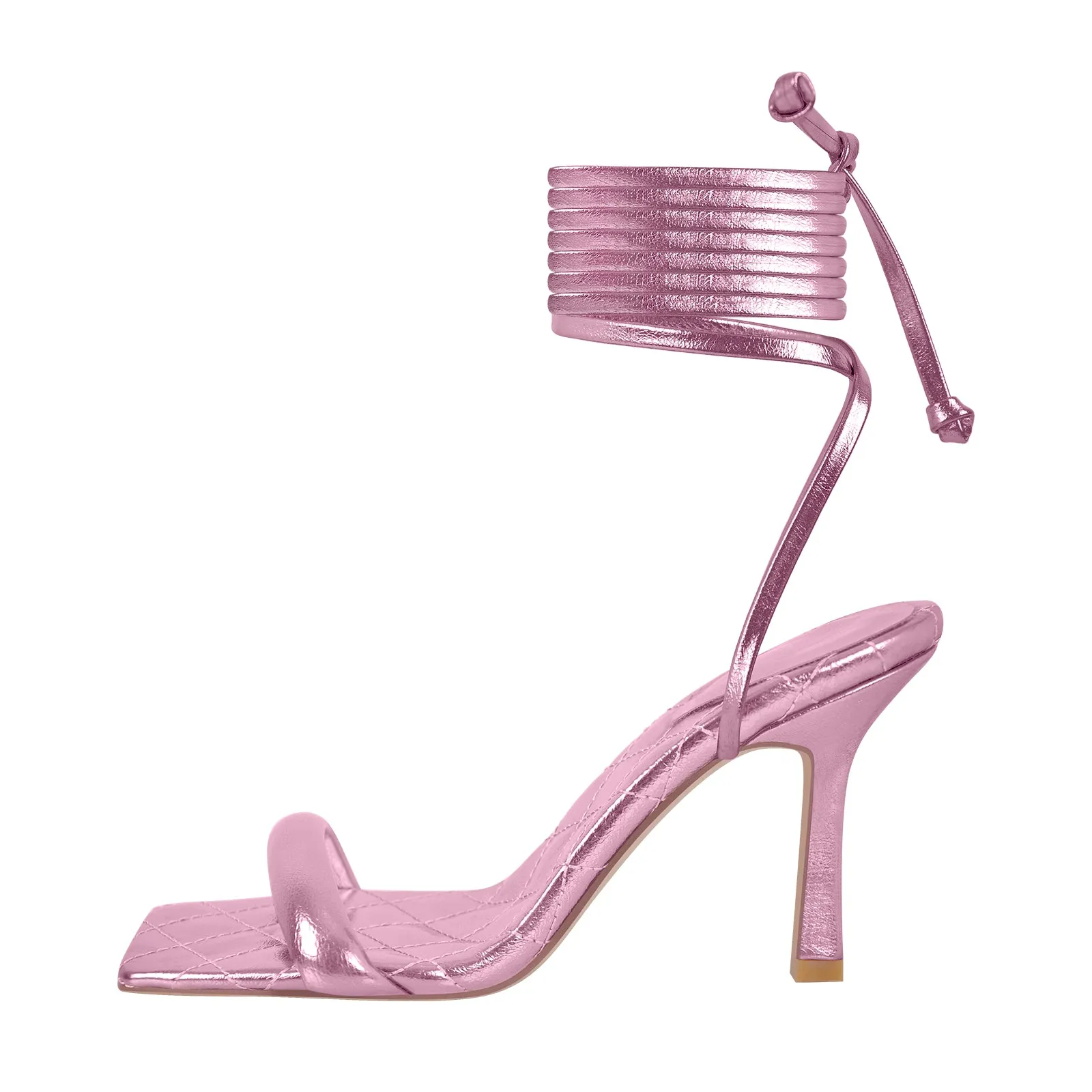 Metallic Leather Square Toe High Heels Sandals sold by Onlymaker