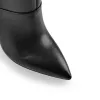 Downy White Black Pointed Toe High Heel Stiletto Boots sold by Onlymaker