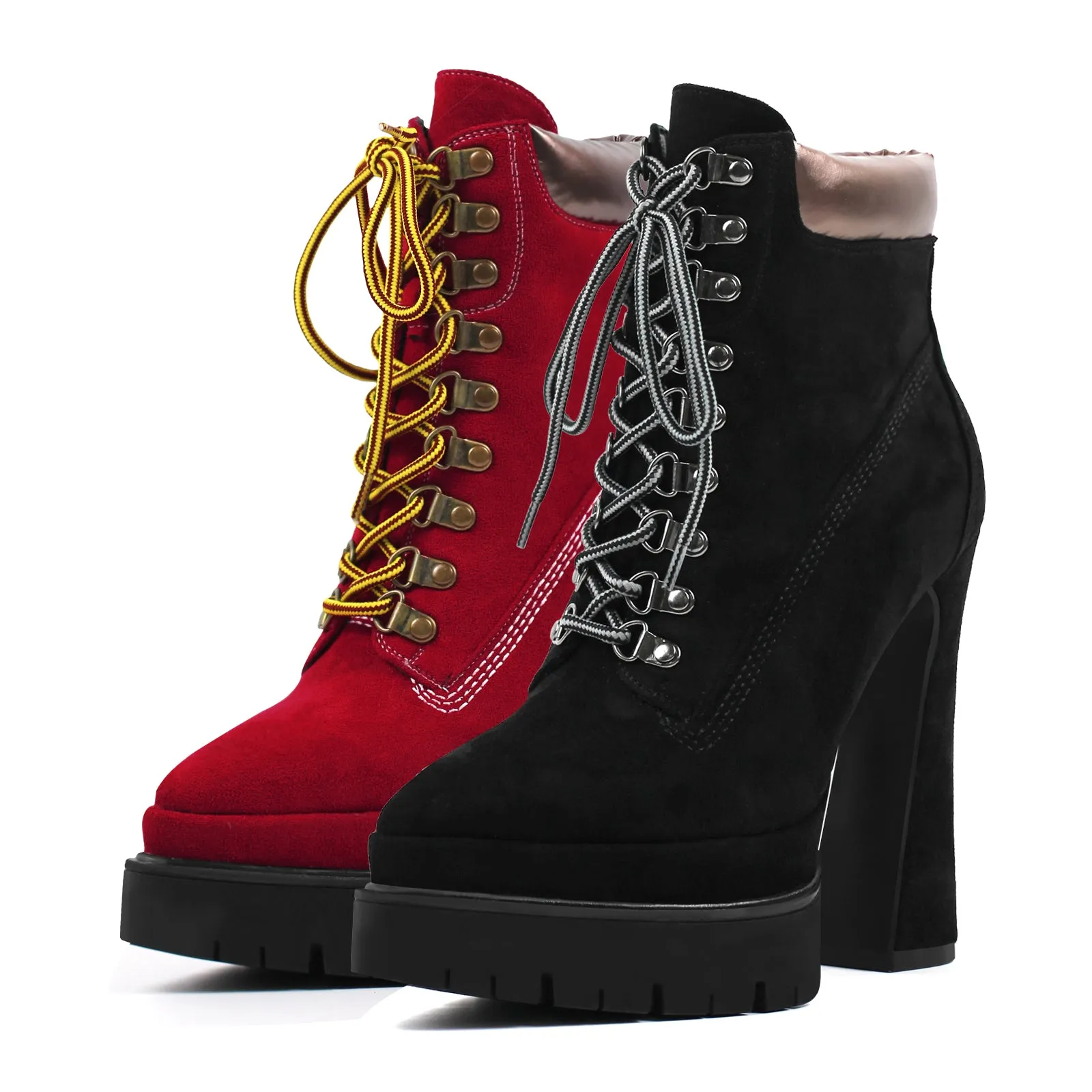 Double Platform Pointed Toe Lace-up Ankle Boots sold by Onlymaker product image thumbnail 2