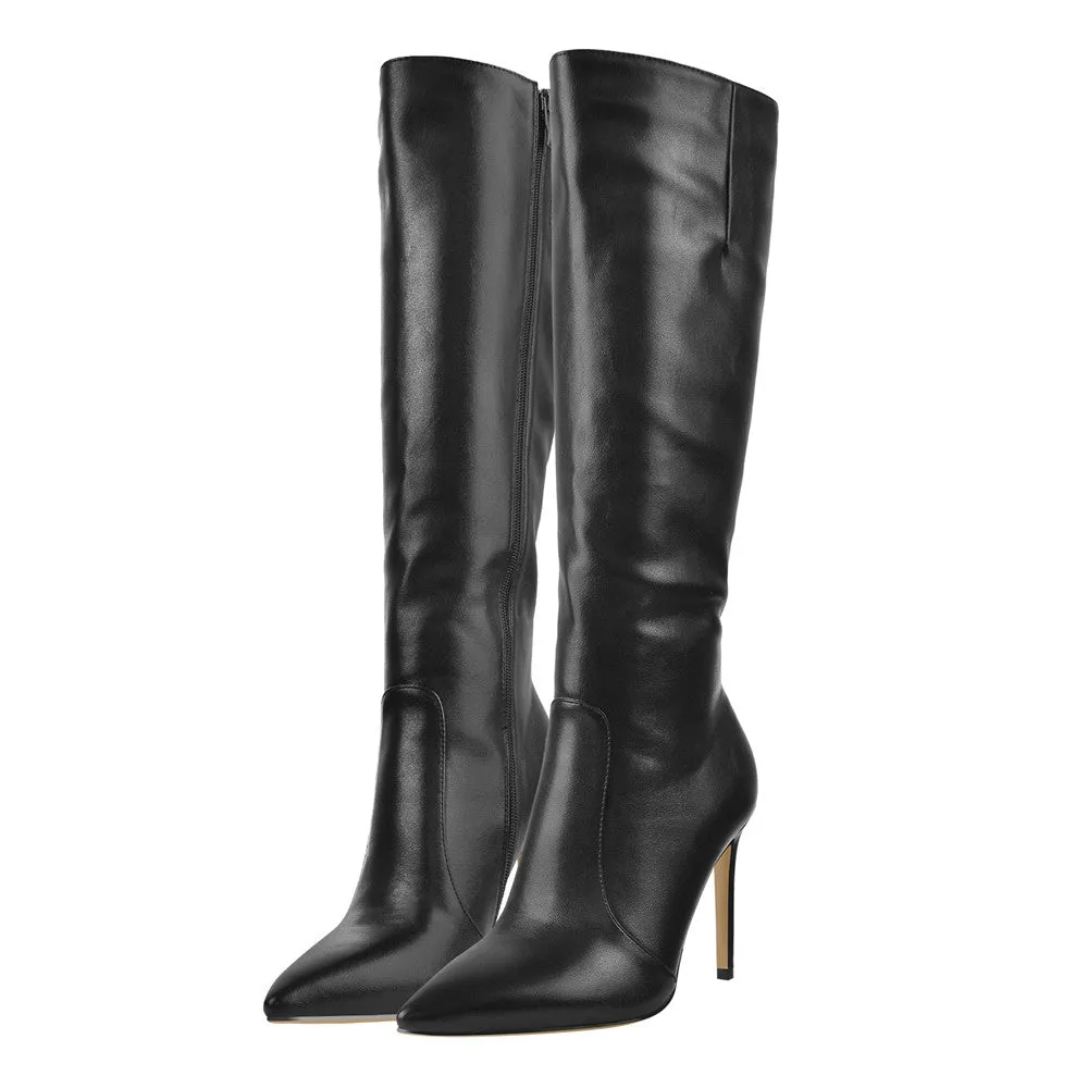 Pointed Toe Stiletto Zip Knee High Boots sold by Onlymaker product image thumbnail 4