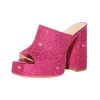 Chunky Heel Rhinestone Platform Sandals sold by Onlymaker