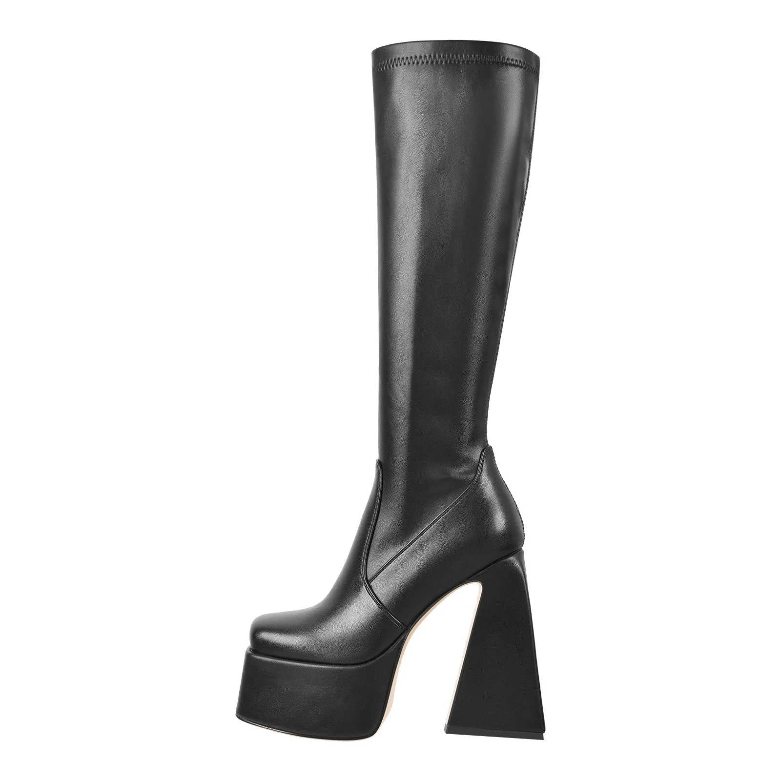 Platform Triangle Heel Thigh Knee High Boots sold by Onlymaker product image thumbnail 5