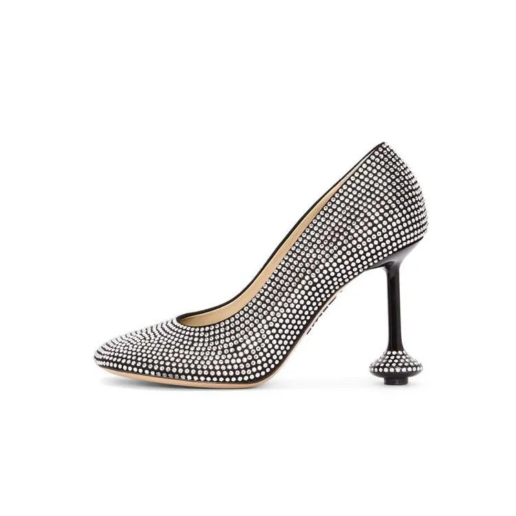 Round Toe Rhinestone Stiletto Pumps sold by Onlymaker