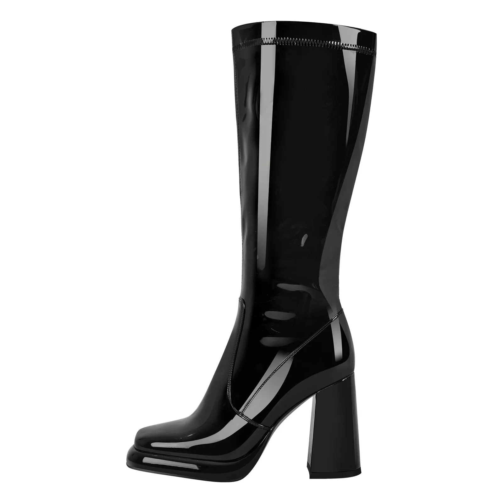 Platform Square Toe Chunky Heel Knee High Boots sold by Onlymaker