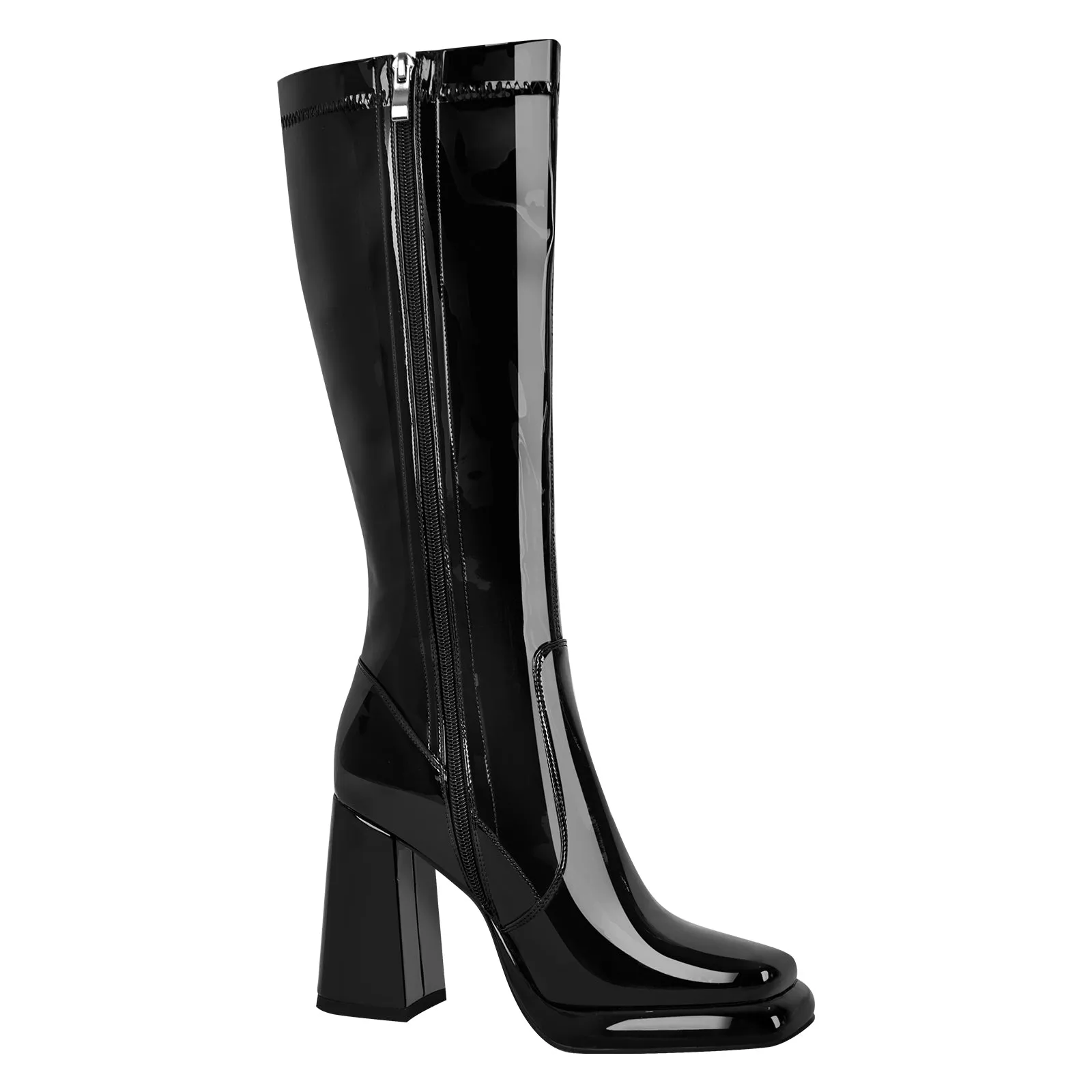 Platform Square Toe Chunky Heel Knee High Boots sold by Onlymaker product image thumbnail 3