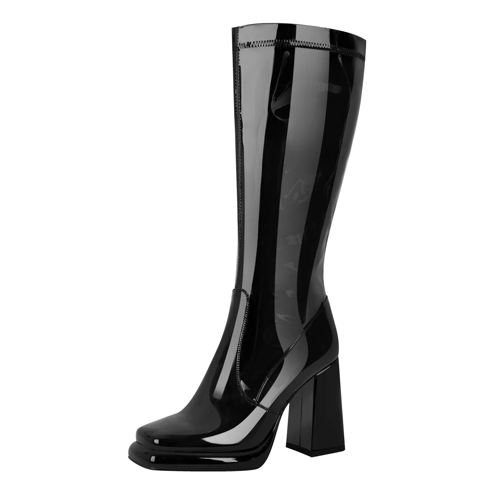 Platform Square Toe Chunky Heel Knee High Boots sold by Onlymaker product image thumbnail 2