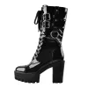 Black Platform Mid Calf Chunky High Heels Boots sold by Onlymaker