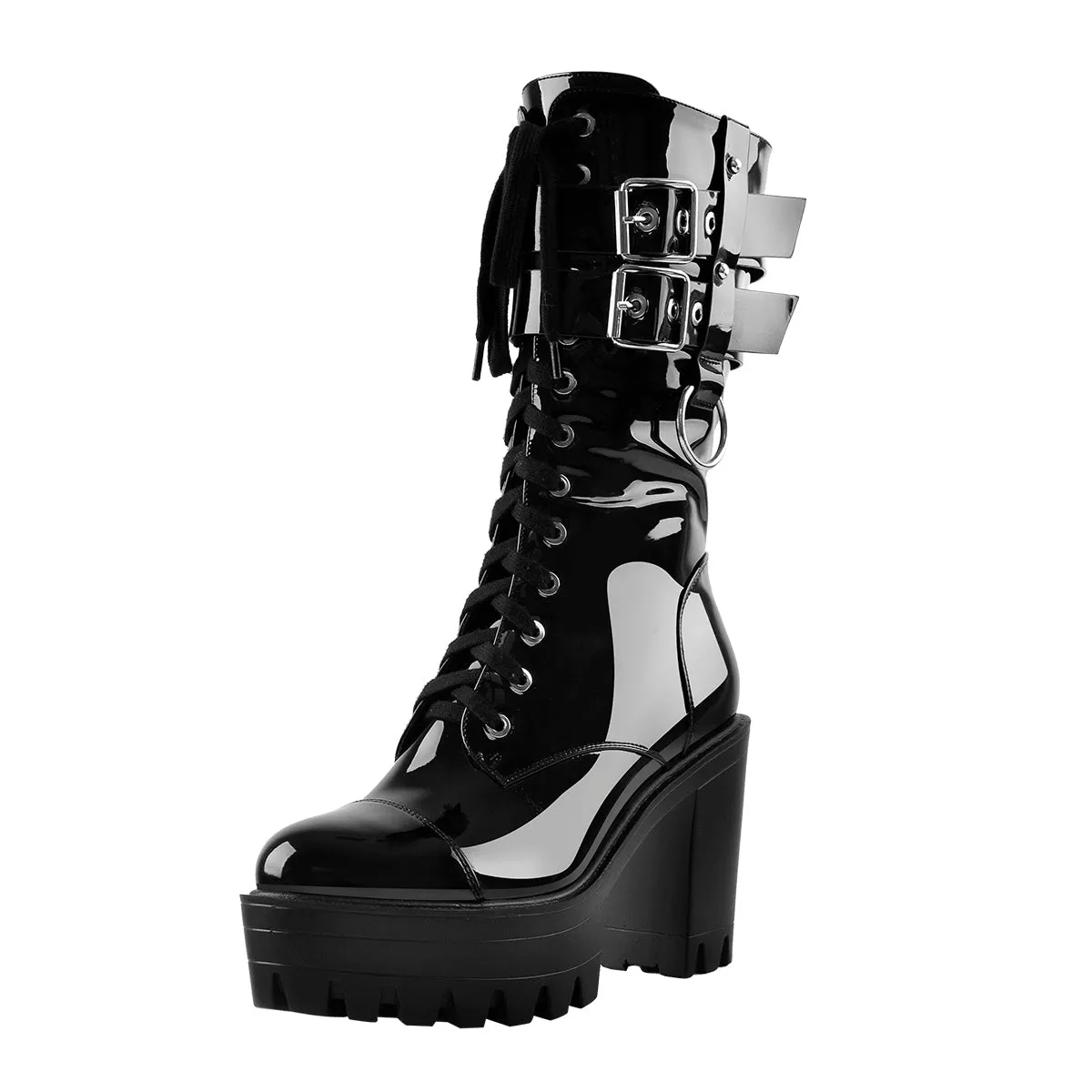 Black Platform Mid Calf Chunky High Heels Boots sold by Onlymaker product image thumbnail 2
