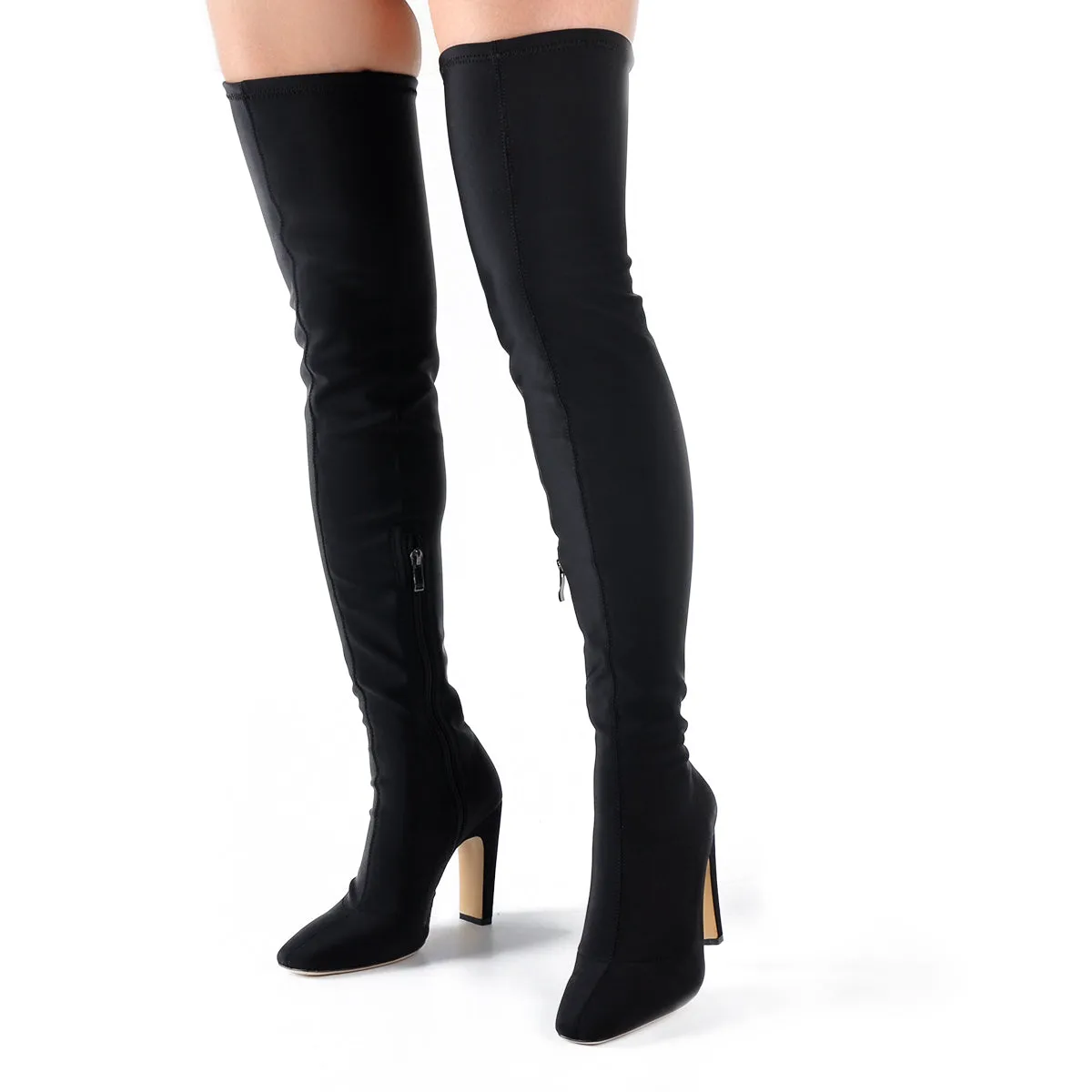 Stretchy Square Toe Block Heel Over the Knee Boots sold by Onlymaker product image thumbnail 2