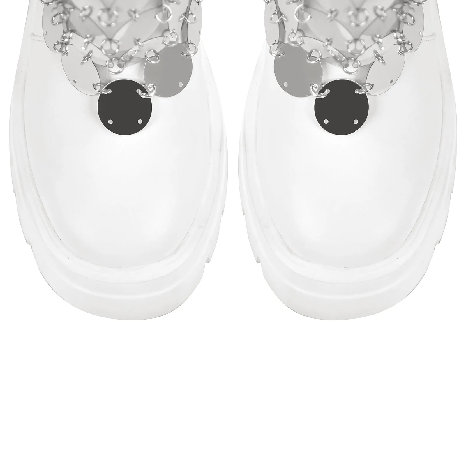 Silver Sequins Platform White Mid-calf Boots sold by Onlymaker product image thumbnail 5