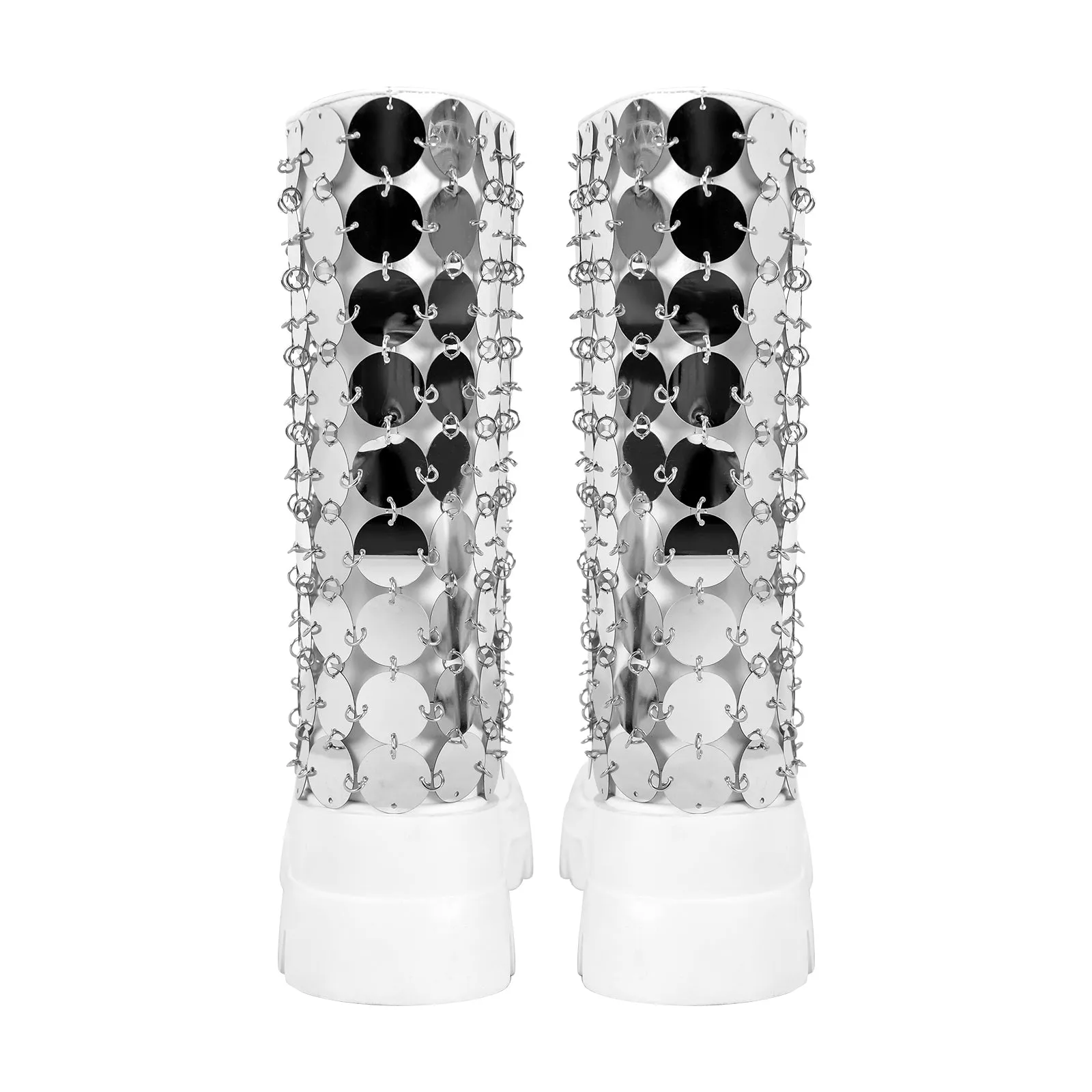 Silver Sequins Platform White Mid-calf Boots sold by Onlymaker product image thumbnail 3