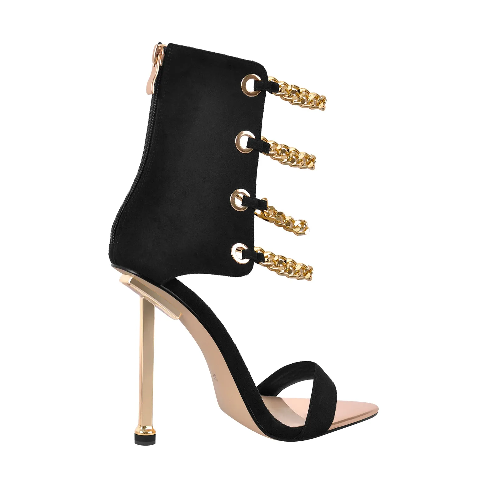 Pointed Toe Metal Chain Back Zipper Sandals sold by Onlymaker product image thumbnail 3