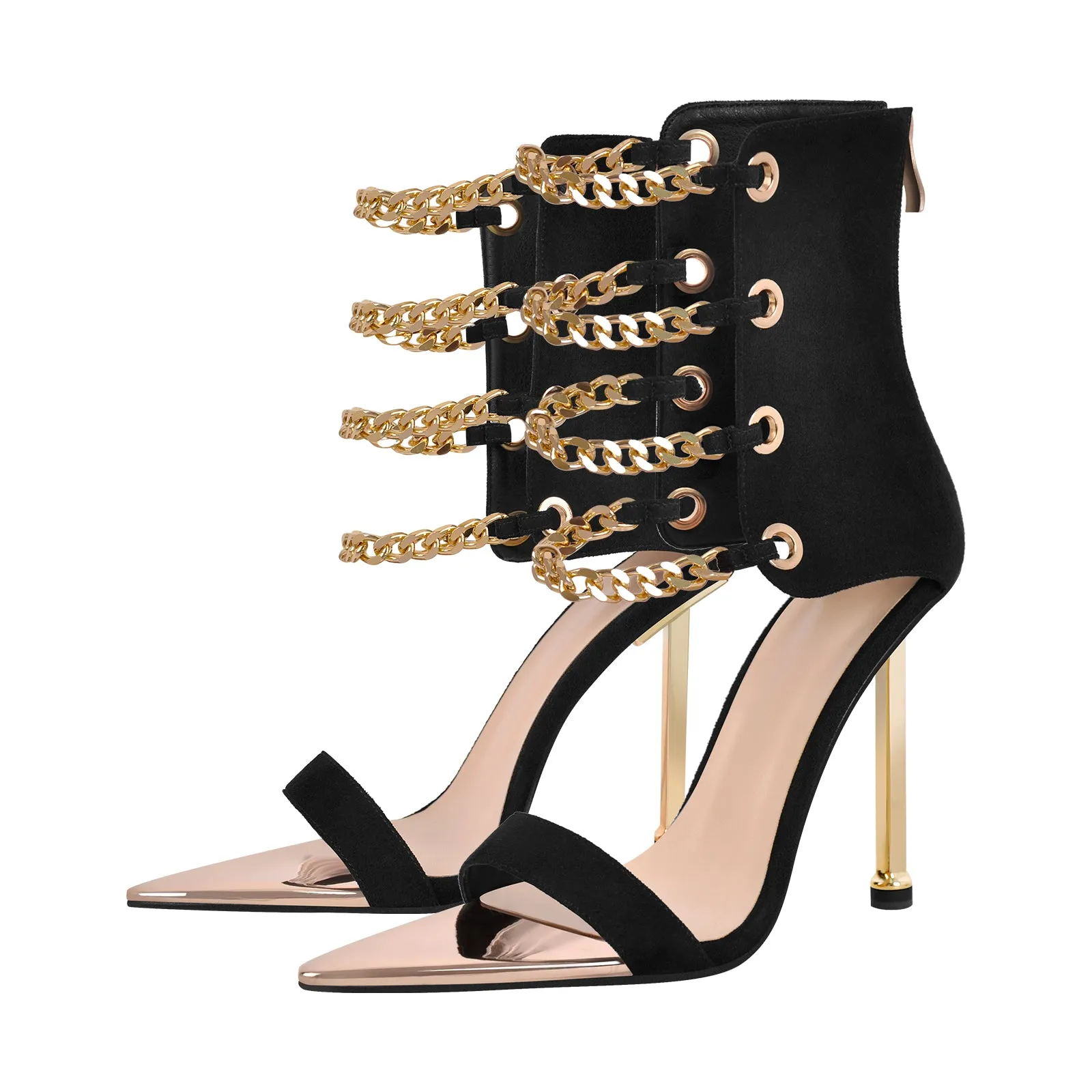 Pointed Toe Metal Chain Back Zipper Sandals sold by Onlymaker product image thumbnail 2