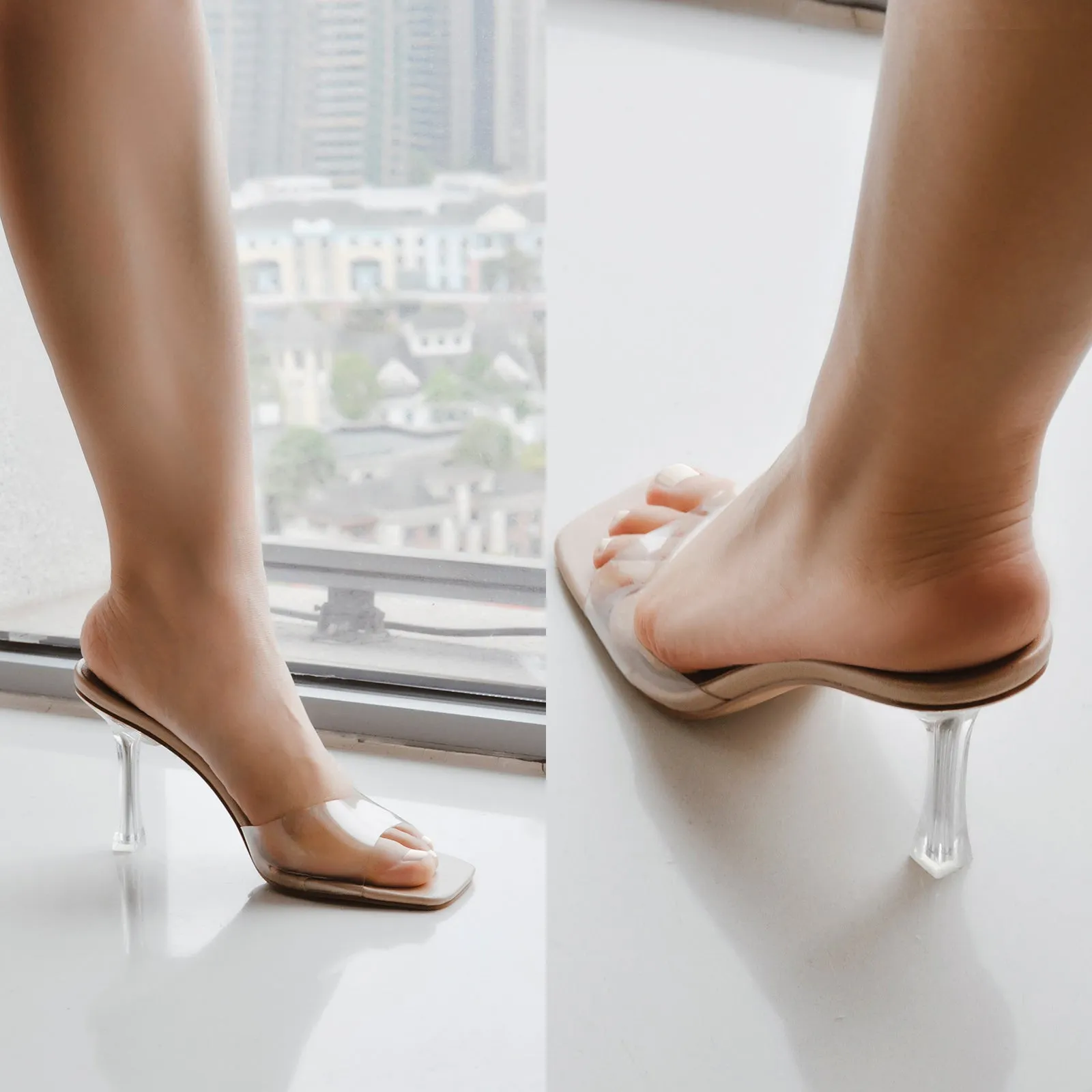 Square Open Toe Transparent Sandal Mules sold by Onlymaker product image thumbnail 4