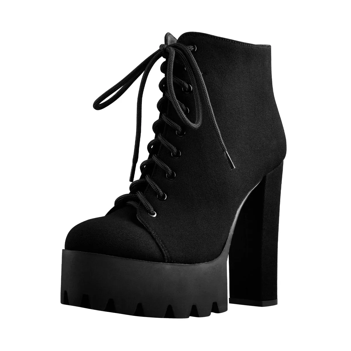 Platform Round Toe Lace Up Chunky High Heels Suede Ankle Boots sold by Onlymaker product image thumbnail 3