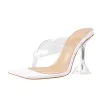 Square Toe Transparent Tapered High Heel Sandals sold by Onlymaker