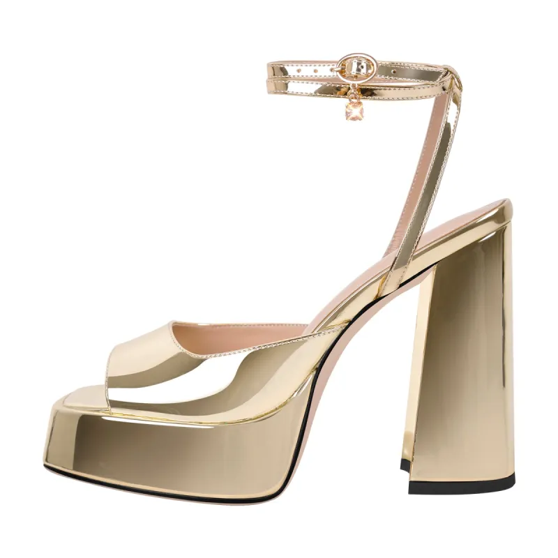 Open Toe Chunky Heel Strap Platform Sandals sold by Onlymaker