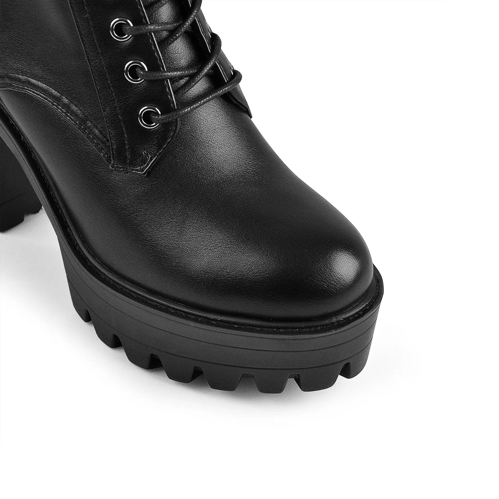 Black Patent Leather Platform Lace Up Knee High Boots sold by Onlymaker product image thumbnail 5