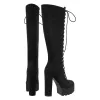 Platform Chunky Heels Lace up Knee High Boots sold by Onlymaker