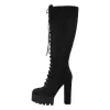 Platform Chunky Heels Lace up Knee High Boots sold by Onlymaker