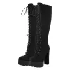 Platform Chunky Heels Lace up Knee High Boots sold by Onlymaker