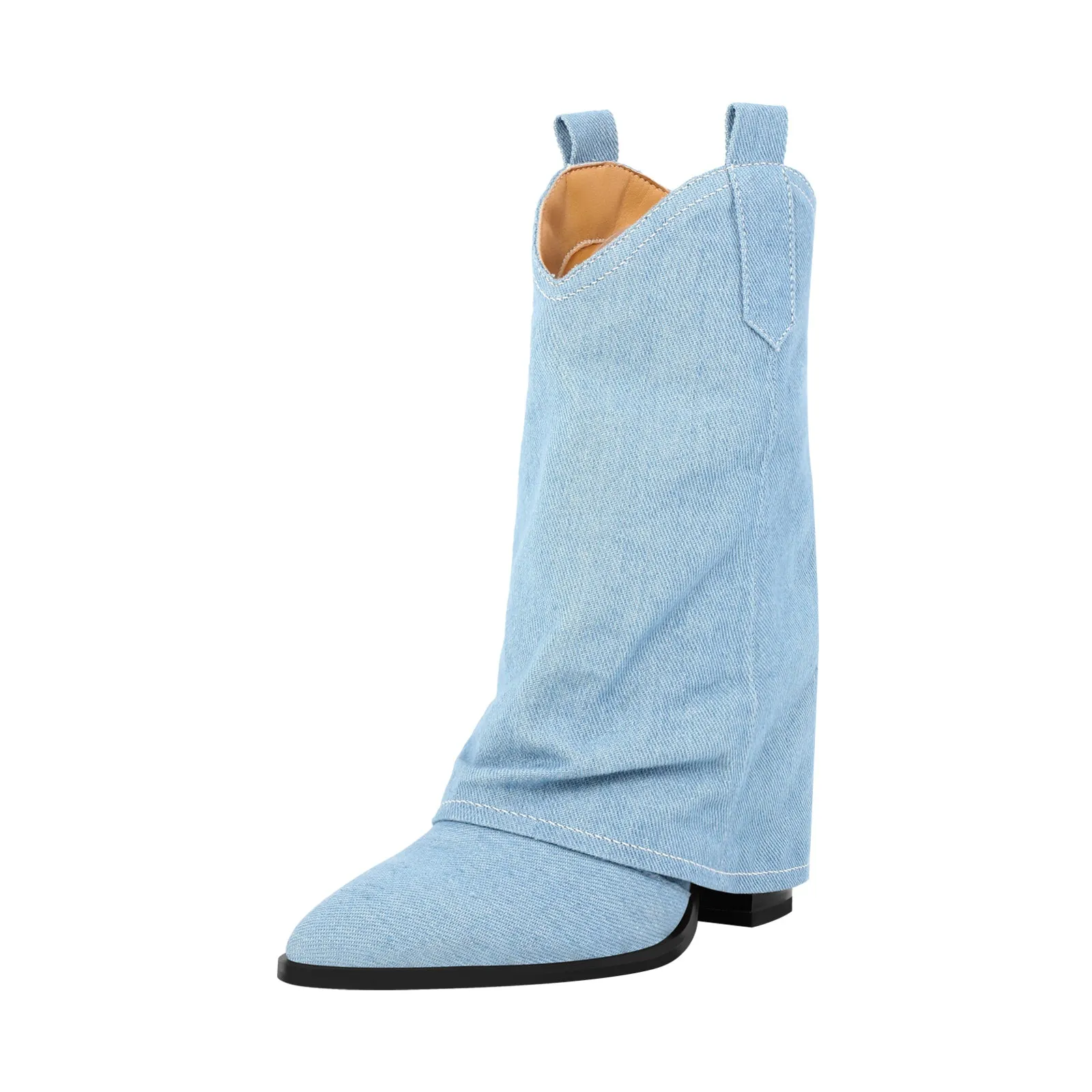 Pointed Toe Mid-Calf Fold Over Boots sold by Onlymaker product image thumbnail 2
