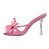 Flower Round Toe Clear Heel Thong Sandals Mules sold by Onlymaker
