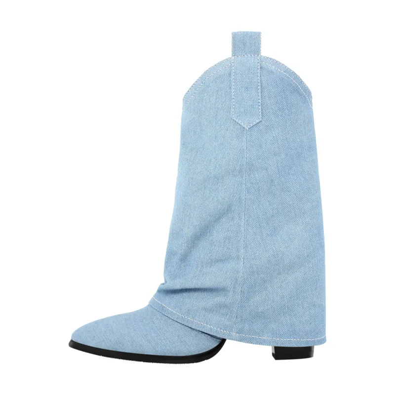 Pointed Toe Mid-Calf Fold Over Boots sold by Onlymaker