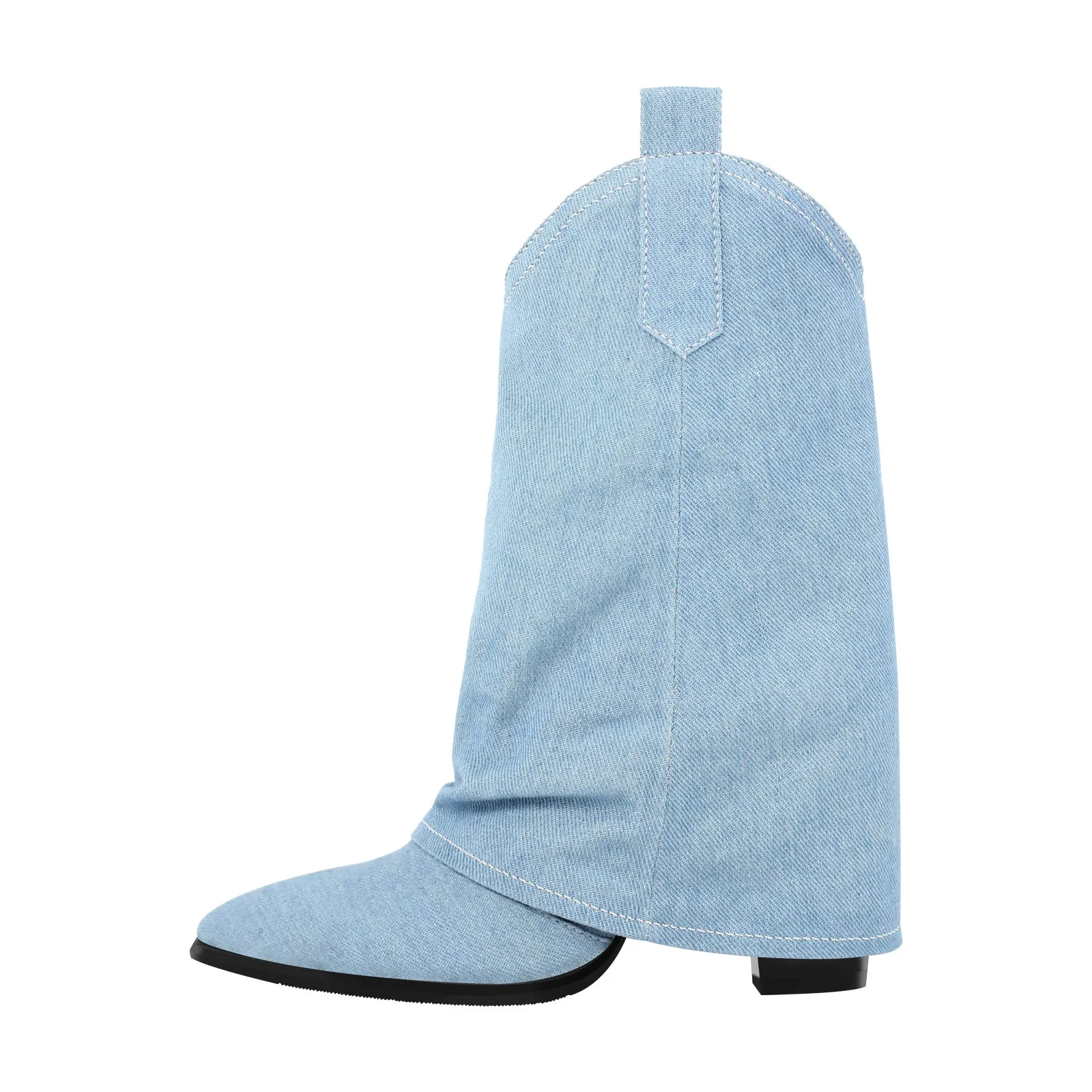 Pointed Toe Mid-Calf Fold Over Boots sold by Onlymaker